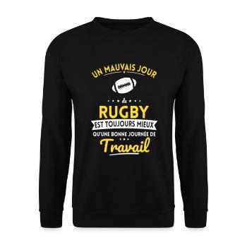 Mauvais jour de rugby mieux que journée travail - Sweat-shirt Unisexe - noir - Devant - Alina (178cm) & Michal (187cm)