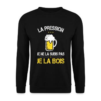 La Pression je ne la Subis Pas - Je la bois - Sweat-shirt Unisexe - noir - Devant - Alina (178cm) & Michal (187cm)