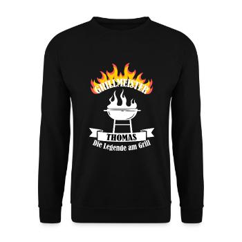 Grillmeister Thomas lustiger Spruch Vorname - Unisex Pullover - Schwarz - Vorne - Alina (178cm) & Michal (187cm)