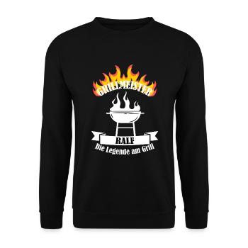Grillmeister Grill Ralf weiss - Unisex Pullover - Schwarz - Vorne - Alina (178cm) & Michal (187cm)