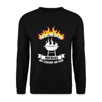 Grillmeister Michael lustiger Spruch Vorname - Unisex Pullover - Schwarz - Vorne - Alina (178cm) & Michal (187cm)