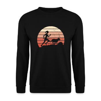 Canicross Cross Country Run Retro Canicross Runner - Sweat-shirt Unisexe - noir - Devant - Alina (178cm) & Michal (187cm)