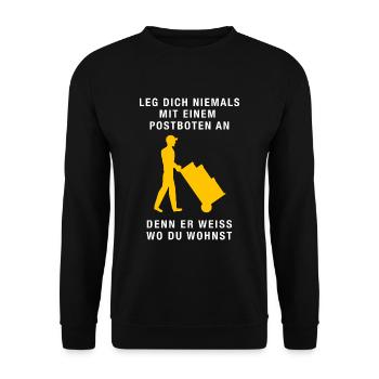 Post24 - Unisex Pullover - Schwarz - Vorne - Alina (178cm) & Michal (187cm)