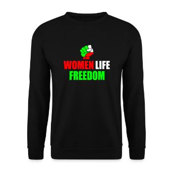 Women life freedom iran - Unisex Sweatshirt - black - Front - Alina (178cm) & Michal (187cm)