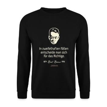 Karl Kraus Zitat zu Zweifelsfällen - Unisex Pullover - Schwarz - Vorne - Alina (178cm) & Michal (187cm)