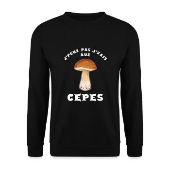 J’peux pas j’vais aux cèpes - Sweat-shirt Unisexe - noir - Devant - Alina (178cm) & Michal (187cm)
