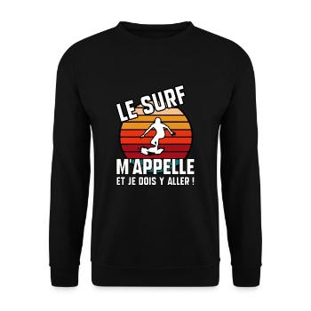 Le surf m’appelle - Sweat-shirt Unisexe - noir - Devant - Alina (178cm) & Michal (187cm)