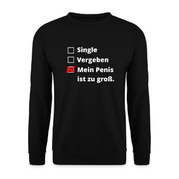 Penis zu groß - Unisex Pullover - Schwarz - Vorne - Alina (178cm) & Michal (187cm)