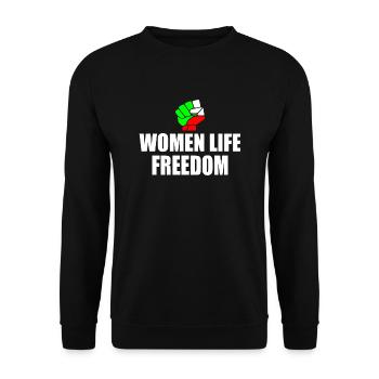 Women life freedom iran - Unisex Pullover - Schwarz - Vorne - Alina (178cm) & Michal (187cm)