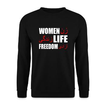 Women life freedom - Sweat-shirt Unisexe - noir - Devant - Alina (178cm) & Michal (187cm)