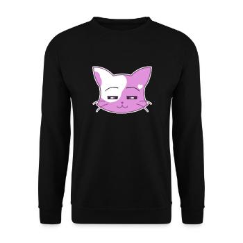Heart cat very relaxed - Unisex Sweatshirt - black - Front - Alina (178cm) & Michal (187cm)