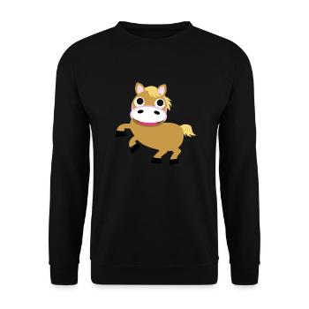 Pony - Haflinger - Unisex Pullover - Schwarz - Vorne - Alina (178cm) & Michal (187cm)