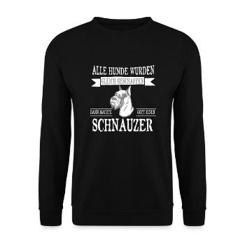 Alle Hunde Schnauzer - Unisex Pullover - Schwarz - Vorne - Alina (178cm) & Michal (187cm)