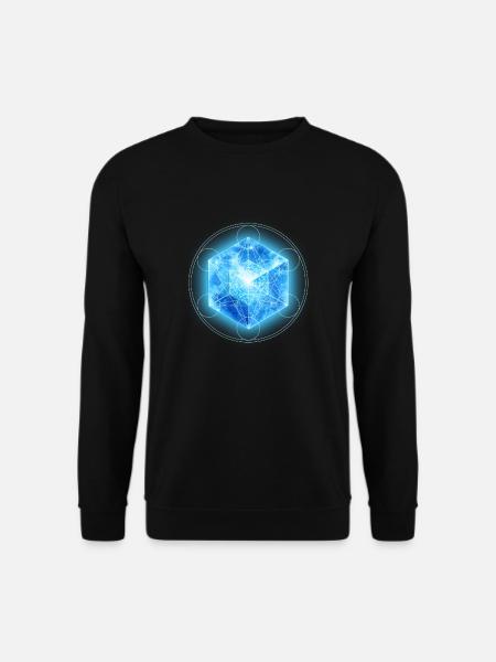 Metatrons Würfel mit Tesseract, 4D Hypercube, - Unisex Pullover - Schwarz