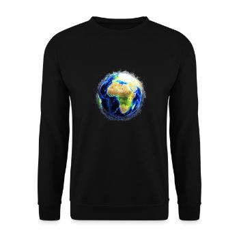 World Globe brightly glowing - Unisex Sweatshirt - black - Front - Alina (178cm) & Michal (187cm)