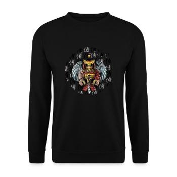 Japanischer Krieger mit Flügel - Unisex Pullover - Schwarz - Vorne - Alina (178cm) & Michal (187cm)
