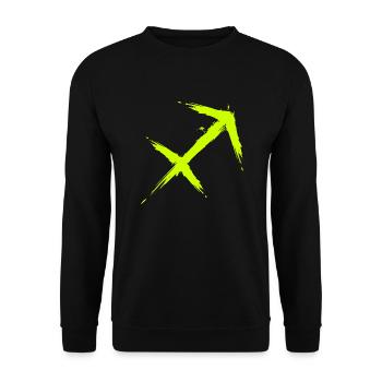 Schütze Sternzeichen Sagittarius Symbol Gelb Neu - Unisex Pullover - Schwarz - Vorne - Alina (178cm) & Michal (187cm)