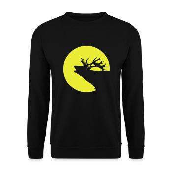 mond röhrender hirsch kult-shirt - Unisex Pullover - Schwarz - Vorne - Alina (178cm) & Michal (187cm)