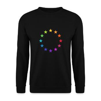 Europa bunt, Regenbogen Sterne, EU, Europe rainbow - Unisex Pullover - Schwarz - Vorne - Alina (178cm) & Michal (187cm)