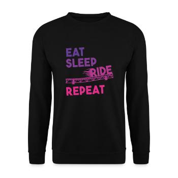 Eat Sleep Ride Repeat Rollercoaster T-Shirt - Unisex Sweatshirt - black - Front - Alina (178cm) & Michal (187cm)