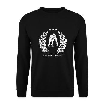 schwingen nationalsport - Unisex Pullover - Schwarz - Vorne - Alina (178cm) & Michal (187cm)