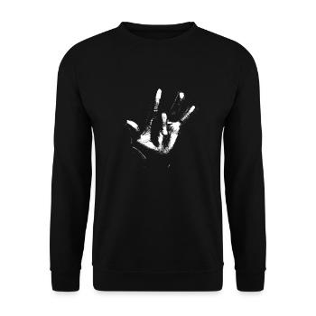 Miles Davis Hand - Unisex Pullover - Schwarz - Vorne - Alina (178cm) & Michal (187cm)