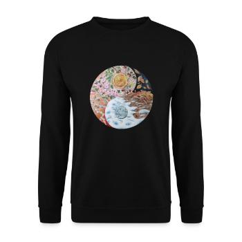 Yin und Yang der Jahreszeiten - Unisex Pullover - Schwarz - Vorne - Alina (178cm) & Michal (187cm)