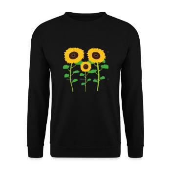 Sonnenblumen-Sammlung - Unisex Pullover - Schwarz - Vorne - Alina (178cm) & Michal (187cm)