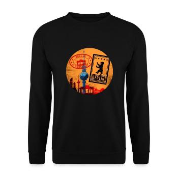 Berlin Skyline TV Tower Brandenburg Gate - Unisex Sweatshirt - black - Front - Alina (178cm) & Michal (187cm)