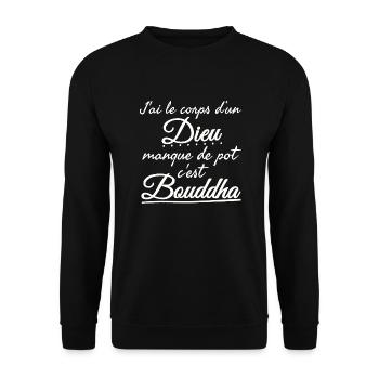 J'ai le corps d'un Dieu Bouddha - Sweat-shirt Unisexe - noir - Devant - Alina (178cm) & Michal (187cm)