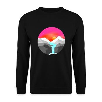 Landscape Digital Painting Sunset in the Mountain - Unisex Sweatshirt - black - Front - Alina (178cm) & Michal (187cm)