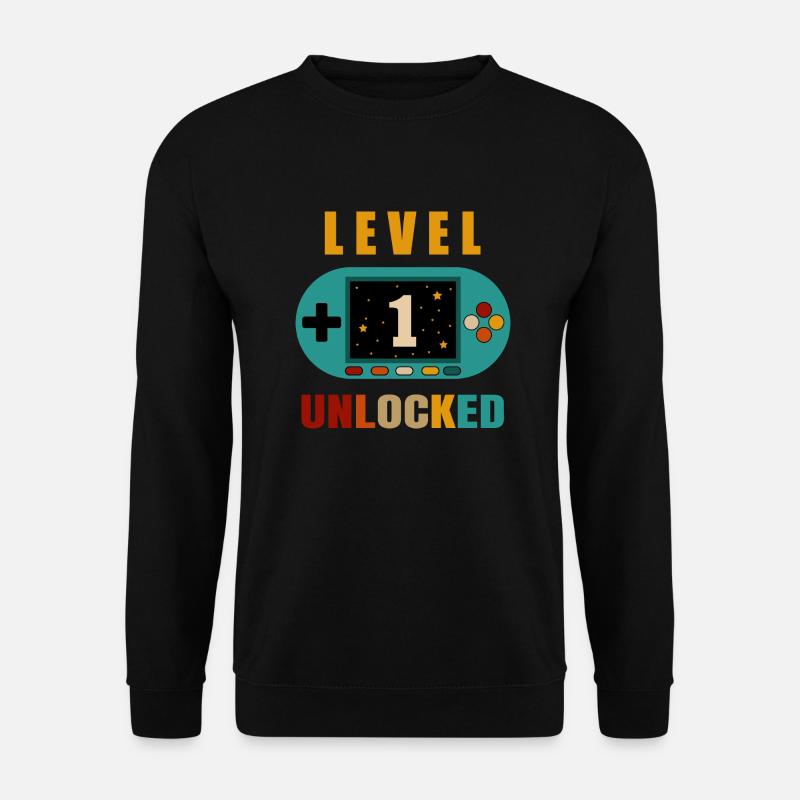 level 1 unlocked. 1th birthday - Unisex Sweatshirt - black