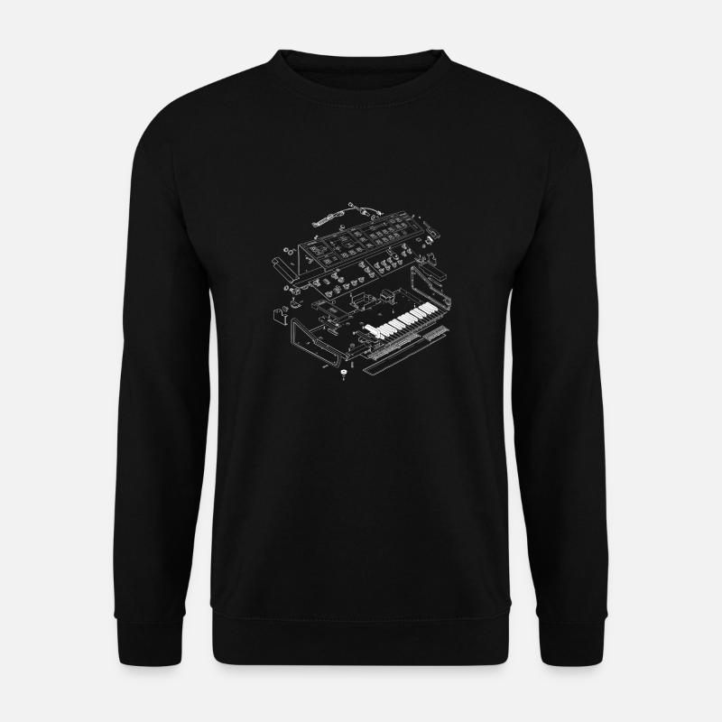 Analogsynthsizer in Explosionszeichnung - Unisex Pullover - Schwarz