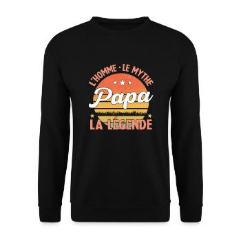 Papa L'homme Le Mythe La Légende - Sweat-shirt Unisexe - noir - Devant - Alina (178cm) & Michal (187cm)