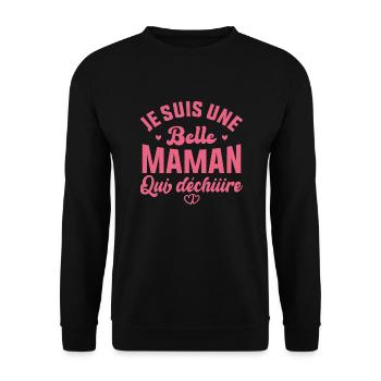 Belle Maman Qui Déchire Cadeau Belle Mère Fête - Sweat-shirt Unisexe - noir - Devant - Alina (178cm) & Michal (187cm)