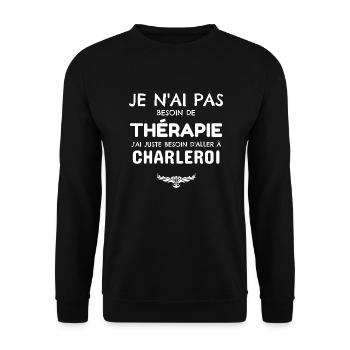 CHARLEROI THERAPIE - Sweat-shirt Unisexe - noir - Devant - Alina (178cm) & Michal (187cm)