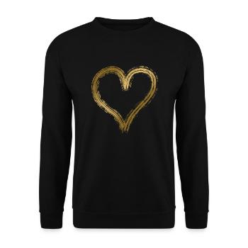 Herz gold - Unisex Pullover - Schwarz - Vorne - Alina (178cm) & Michal (187cm)