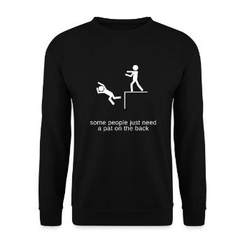 manche Leute brauchen nur einen Klaps auf die Schulter lustig - Unisex Pullover - Schwarz - Vorne - Alina (178cm) & Michal (187cm)