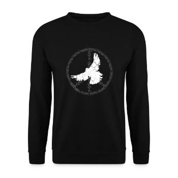 World Peace, Frieden, Zeichen, Taube, Statement - Unisex Pullover - Schwarz - Vorne - Alina (178cm) & Michal (187cm)
