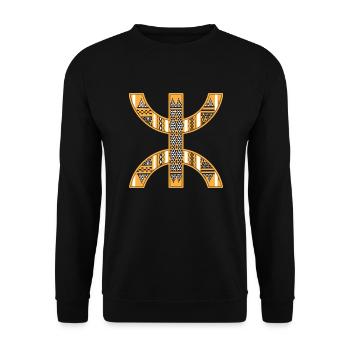 Z imazighen Muster Kabyle Teppich Algerien - Unisex Pullover - Schwarz - Vorne - Alina (178cm) & Michal (187cm)
