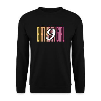 Neuvième anniversaire fille J’ai déjà 9 ans - Sweat-shirt Unisexe - noir - Devant - Alina (178cm) & Michal (187cm)