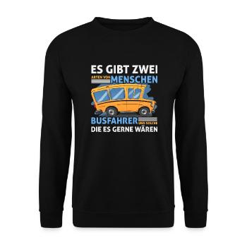 Busfahrer - Unisex Pullover - Schwarz - Vorne - Alina (178cm) & Michal (187cm)