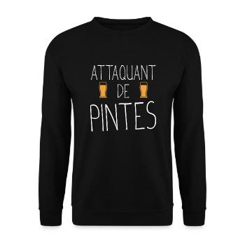 Attaquant de pintes cadeau humour bière football - Sweat-shirt Unisexe - noir - Devant - Alina (178cm) & Michal (187cm)
