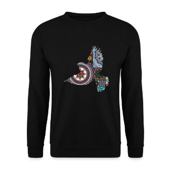 Dekorativer Vogel - Unisex Pullover - Schwarz - Vorne - Alina (178cm) & Michal (187cm)