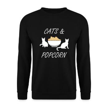 Katzen und Popcorn-Filme Kitty Lustiges Sprichwort - Unisex Pullover - Schwarz - Vorne - Alina (178cm) & Michal (187cm)
