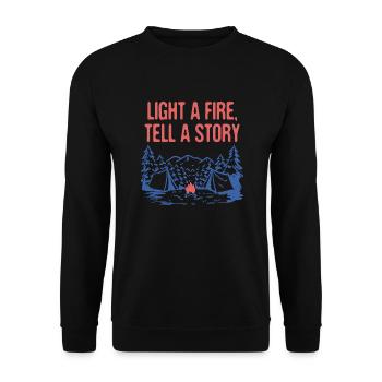 Light a Fire Tell a Story Camping Fireplace - Unisex Sweatshirt - black - Front - Alina (178cm) & Michal (187cm)