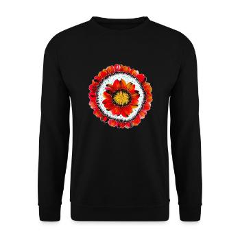 Peinture Petrykivka. Peinture originale. Fleur UA ART - Sweat-shirt Unisexe - noir - Devant - Alina (178cm) & Michal (187cm)