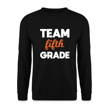 Team 5. Klasse endlich in der 5. Klasse Schule - Unisex Pullover - Schwarz - Vorne - Alina (178cm) & Michal (187cm)