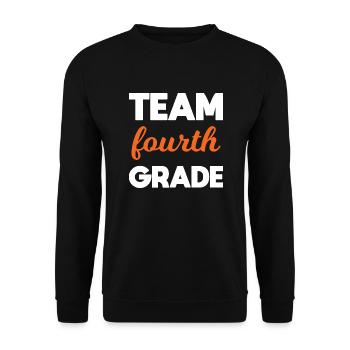 Team 4. Klasse endlich in der 4. Klasse Schule - Unisex Pullover - Schwarz - Vorne - Alina (178cm) & Michal (187cm)