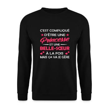 princesse et belle sœur à la fois - Sweat-shirt Unisexe - noir - Devant - Alina (178cm) & Michal (187cm)